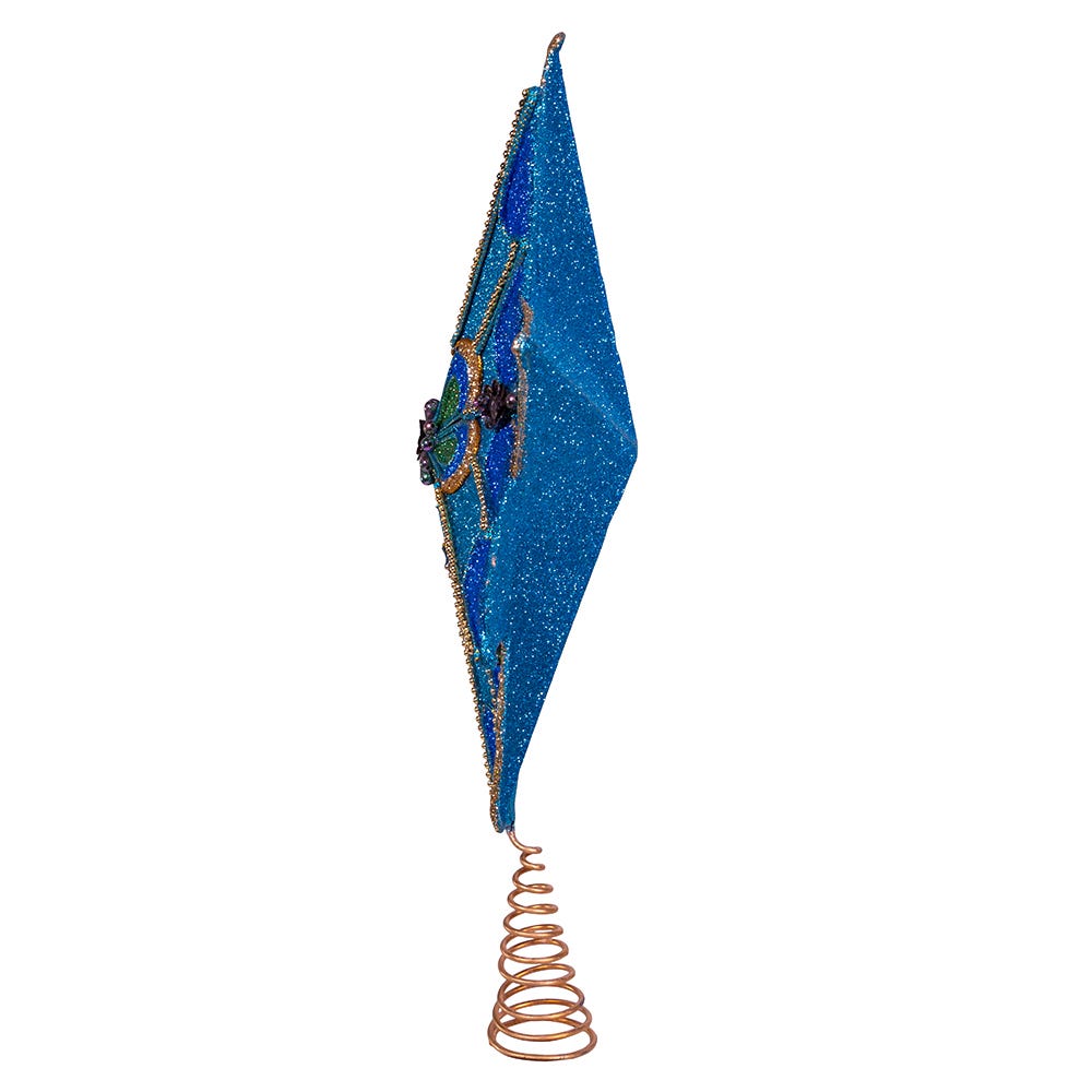 Kurt Adler 16-Inch 10-Point Peacock Glitter Treetop